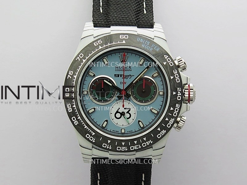 Daytona DIW Porsche 911 S T White Carbon SONIC 1:1 Best Edition Blue Dial on Black Nylon Strap SA4130