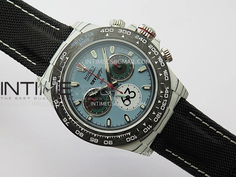 Daytona DIW Porsche 911 S T White Carbon SONIC 1:1 Best Edition Blue Dial on Black Nylon Strap SA4130