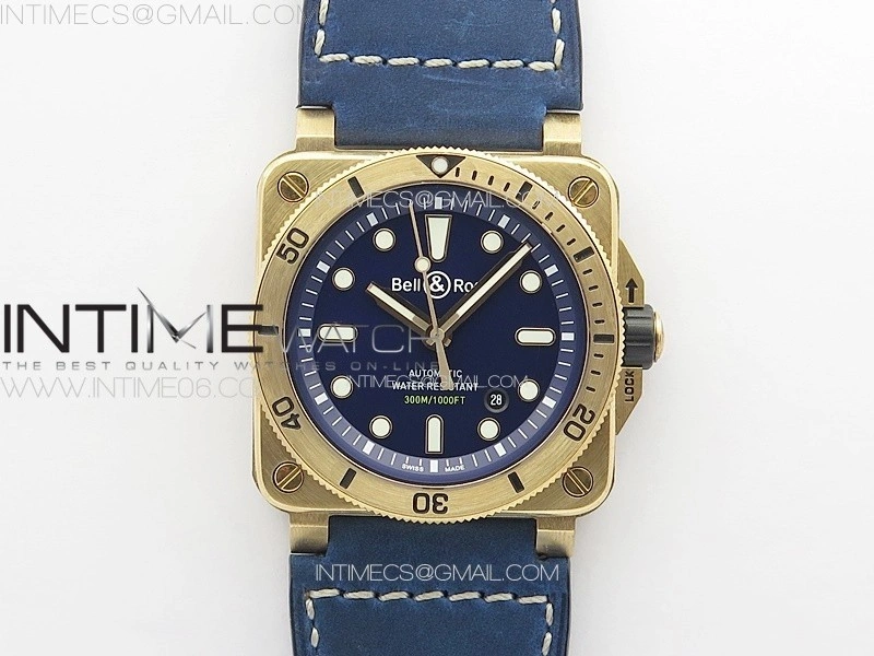 BR 03-92 Diver Bronze B12 1:1 Best Edition Blue Dial on Blue Leather Strap MIYOTA 9015