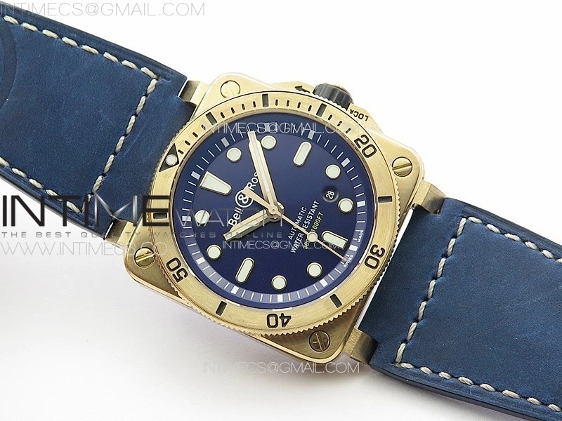 BR 03-92 Diver Bronze B12 1:1 Best Edition Blue Dial on Blue Leather Strap MIYOTA 9015