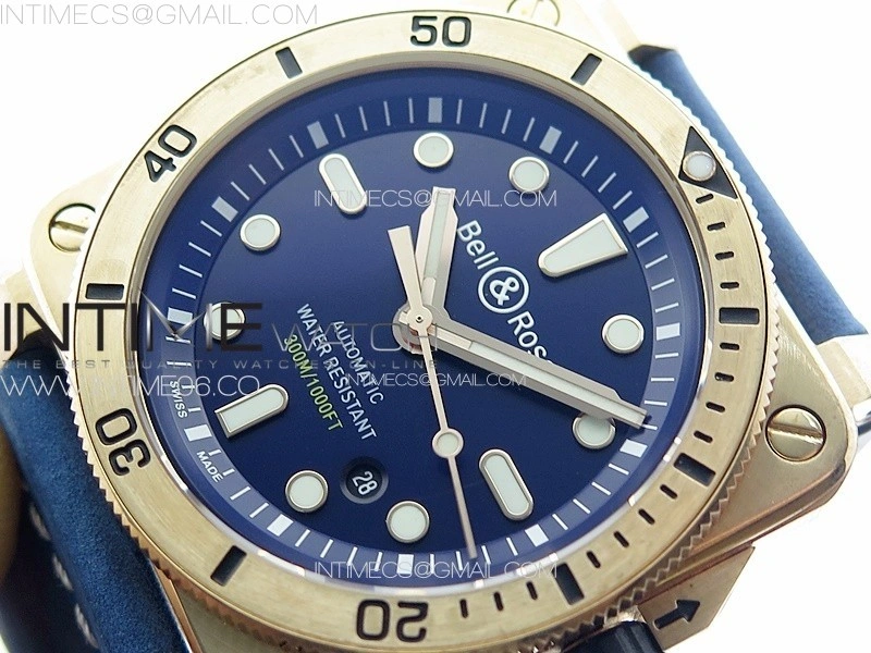 BR 03-92 Diver Bronze B12 1:1 Best Edition Blue Dial on Blue Leather Strap MIYOTA 9015