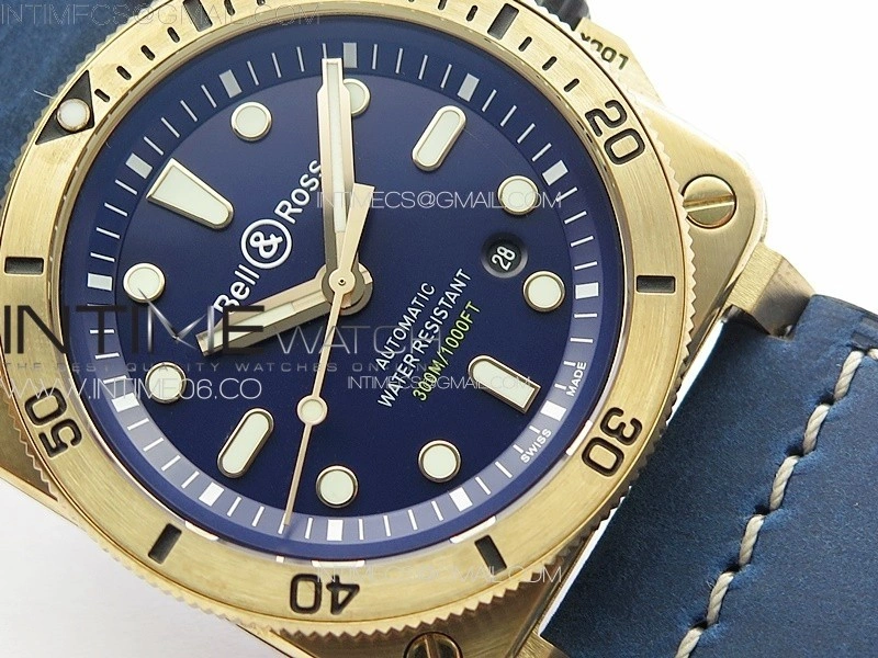 BR 03-92 Diver Bronze B12 1:1 Best Edition Blue Dial on Blue Leather Strap MIYOTA 9015