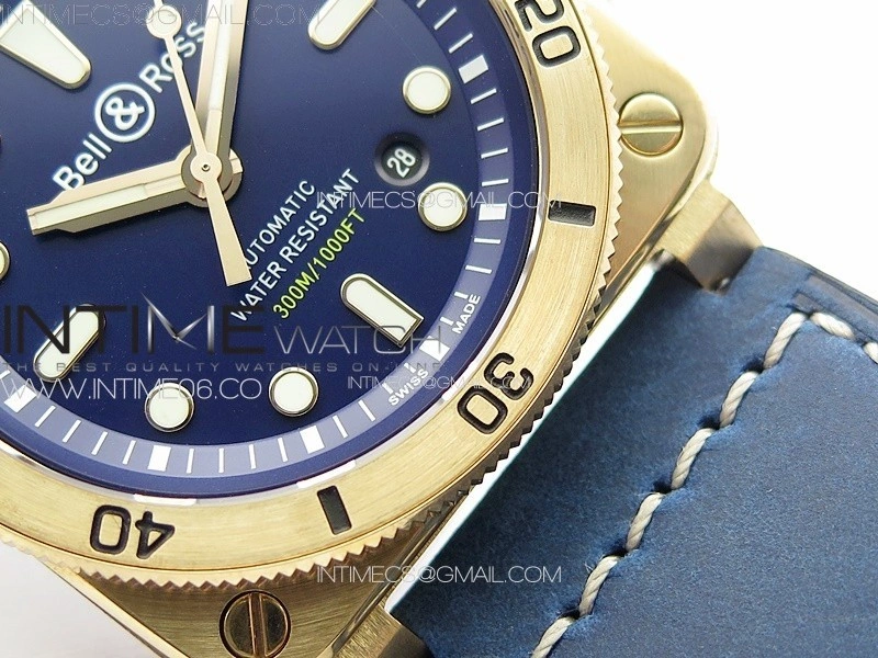BR 03-92 Diver Bronze B12 1:1 Best Edition Blue Dial on Blue Leather Strap MIYOTA 9015