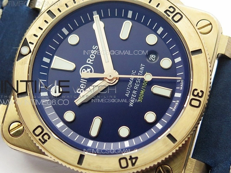 BR 03-92 Diver Bronze B12 1:1 Best Edition Blue Dial on Blue Leather Strap MIYOTA 9015