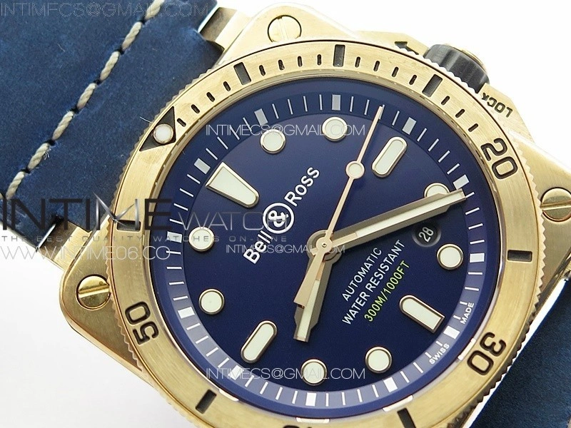 BR 03-92 Diver Bronze B12 1:1 Best Edition Blue Dial on Blue Leather Strap MIYOTA 9015