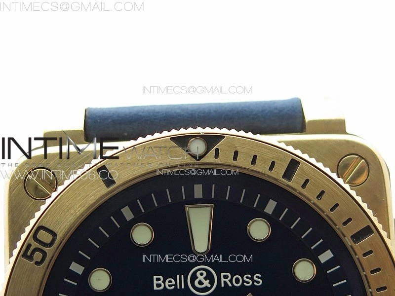BR 03-92 Diver Bronze B12 1:1 Best Edition Blue Dial on Blue Leather Strap MIYOTA 9015