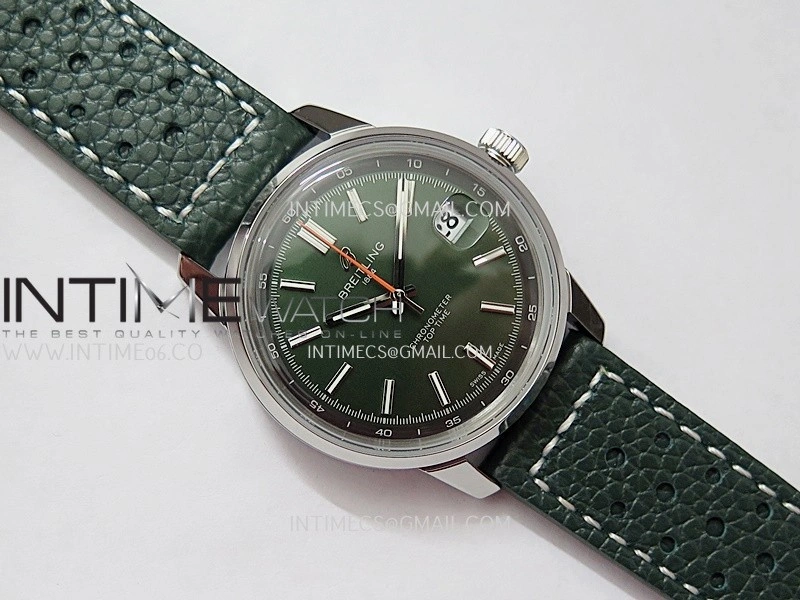 Top Time AB3113 38mm SS BLSF 1:1 Best Edition Green Dial On Green Leather Strap Asian B31