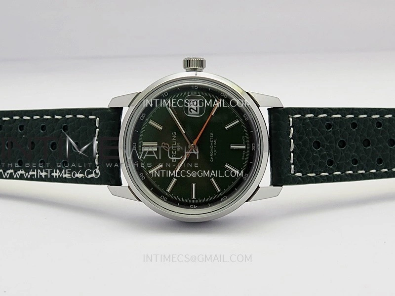 Top Time AB3113 38mm SS BLSF 1:1 Best Edition Green Dial On Green Leather Strap Asian B31