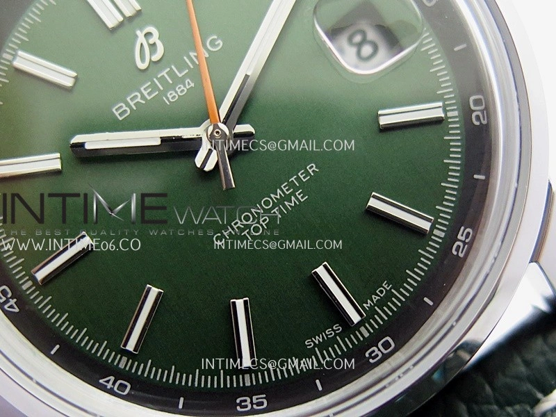 Top Time AB3113 38mm SS BLSF 1:1 Best Edition Green Dial On Green Leather Strap Asian B31
