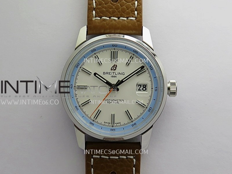 Top Time AB3113 38mm SS BLSF 1:1 Best Edition White Dial On Brown Leather Strap Asian B31