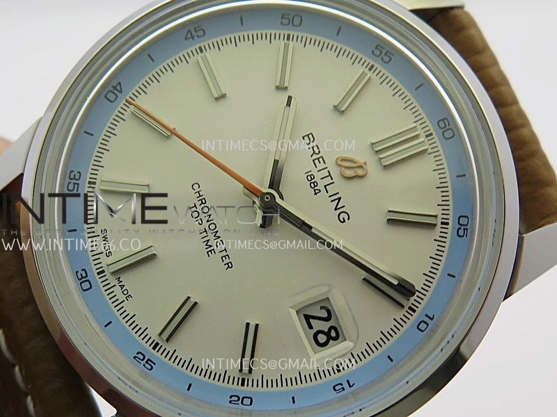 Top Time AB3113 38mm SS BLSF 1:1 Best Edition White Dial On Brown Leather Strap Asian B31