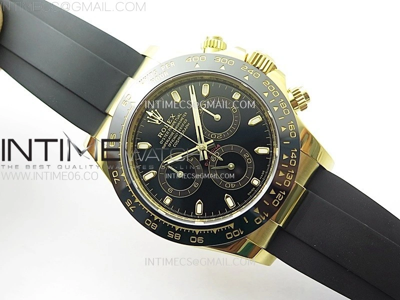 Daytona 116518 YG APSF 1:1 Best Edition Black Dial Black Subdial on Oysterflex Rubber Strap SH4130
