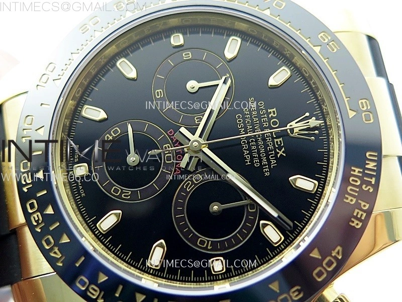 Daytona 116518 YG APSF 1:1 Best Edition Black Dial Black Subdial on Oysterflex Rubber Strap SH4130