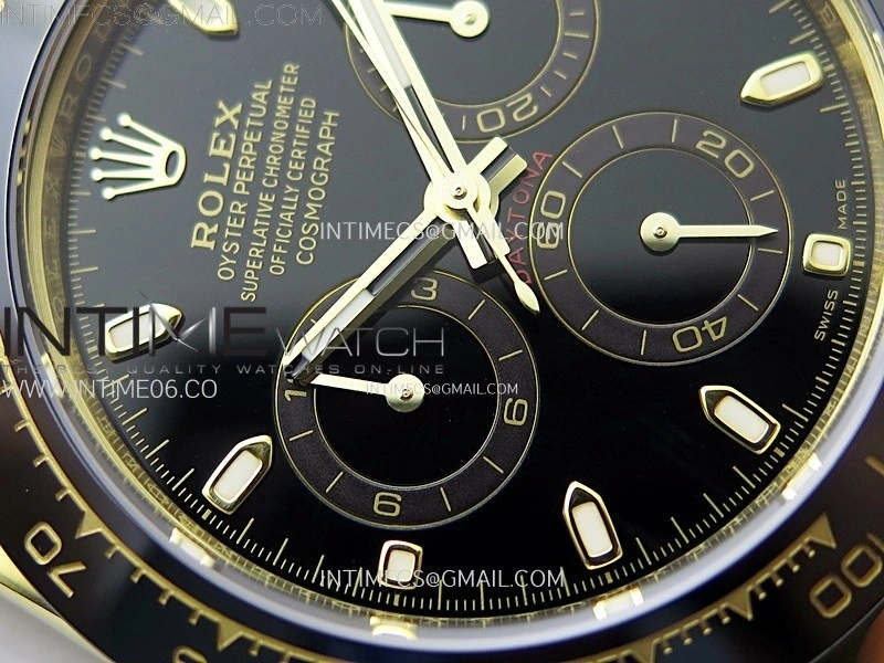 Daytona 116518 YG APSF 1:1 Best Edition Black Dial Black Subdial on Oysterflex Rubber Strap SH4130