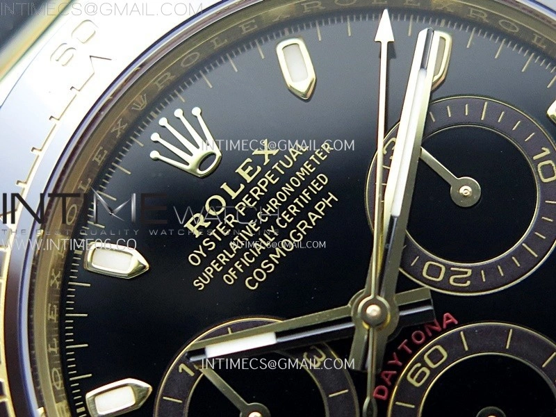 Daytona 116518 YG APSF 1:1 Best Edition Black Dial Black Subdial on Oysterflex Rubber Strap SH4130
