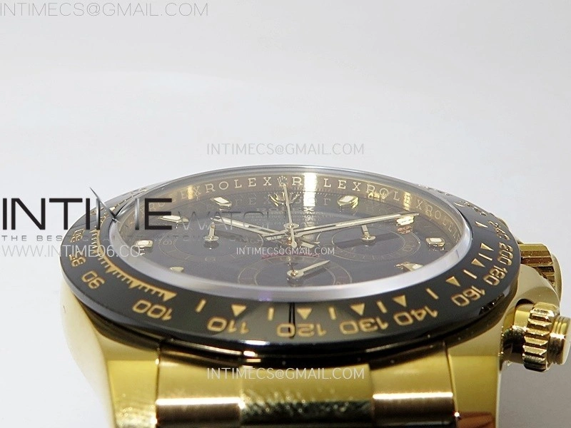 Daytona 116518 YG APSF 1:1 Best Edition Black Dial Black Subdial on Oysterflex Rubber Strap SH4130