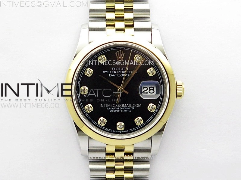 DateJust 36MM 126203 SS YG APSF 1:1 Best Edition Black Dial Diamond Markers on SS YG Jubilee Bracelet SA3235