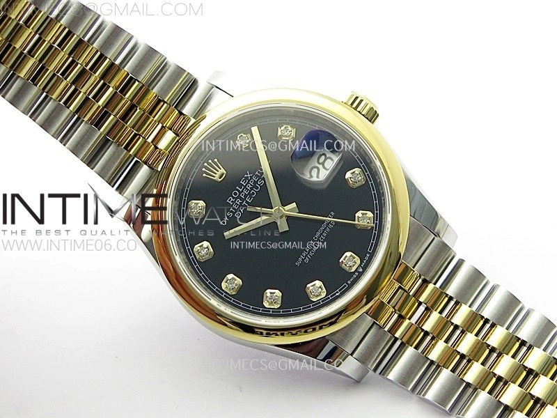 DateJust 36MM 126203 SS YG APSF 1:1 Best Edition Black Dial Diamond Markers on SS YG Jubilee Bracelet SA3235