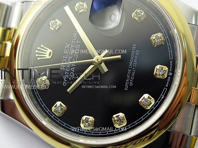 DateJust 36MM 126203 SS YG APSF 1:1 Best Edition Black Dial Diamond Markers on SS YG Jubilee Bracelet SA3235