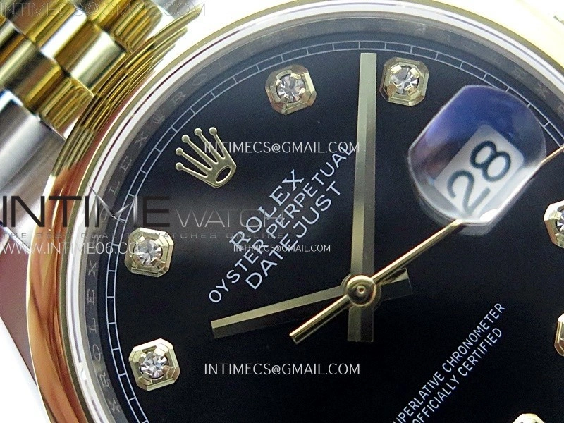 DateJust 36MM 126203 SS YG APSF 1:1 Best Edition Black Dial Diamond Markers on SS YG Jubilee Bracelet SA3235