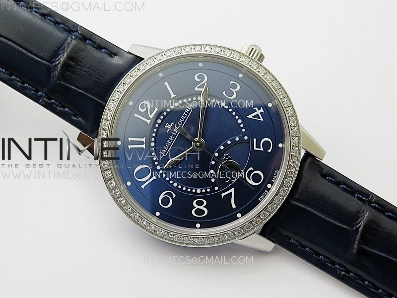 Rendez-Vous Night and Day Diamond Bezel SS APSF 1:1 Best Edition Blue Textured Dial SS Bezel on Blue Strap Super Clone A898