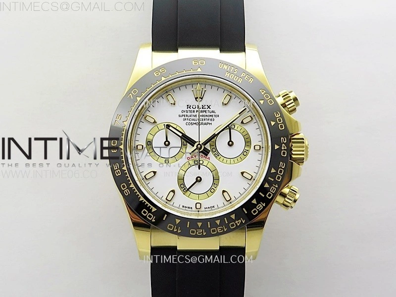 Daytona 116518 YG APSF 1:1 Best Edition White Dial White Subdial on Oysterflex Rubber Strap SH4130