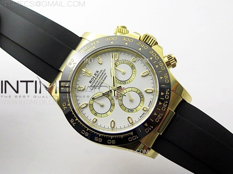 Daytona 116518 YG APSF 1:1 Best Edition White Dial White Subdial on Oysterflex Rubber Strap SH4130