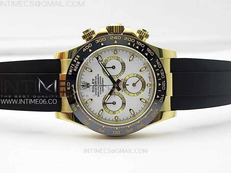Daytona 116518 YG APSF 1:1 Best Edition White Dial White Subdial on Oysterflex Rubber Strap SH4130