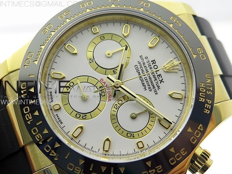 Daytona 116518 YG APSF 1:1 Best Edition White Dial White Subdial on Oysterflex Rubber Strap SH4130