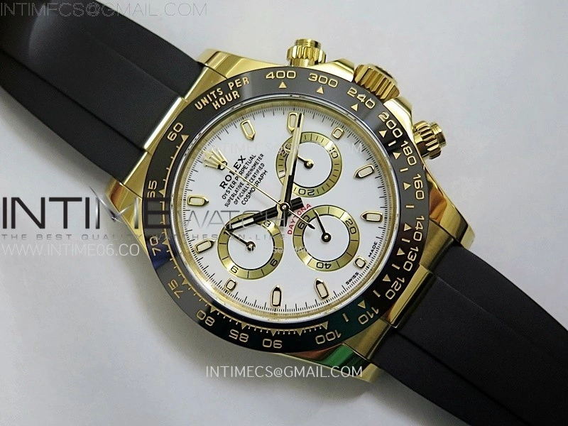 Daytona 116518 YG APSF 1:1 Best Edition White Dial White Subdial on Oysterflex Rubber Strap SH4130