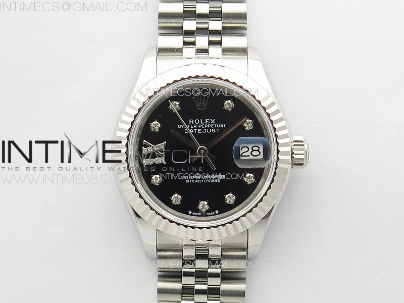 Datejust 28mm 279179 SS APSF Best Edition Black Dial Stars Crystals Markers on SS Jubilee Bracelet NH05