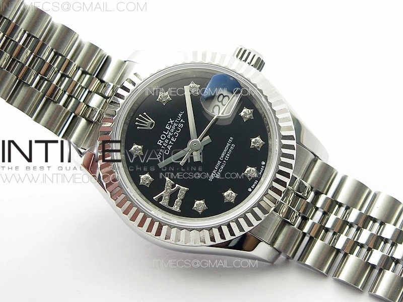 Datejust 28mm 279179 SS APSF Best Edition Black Dial Stars Crystals Markers on SS Jubilee Bracelet NH05