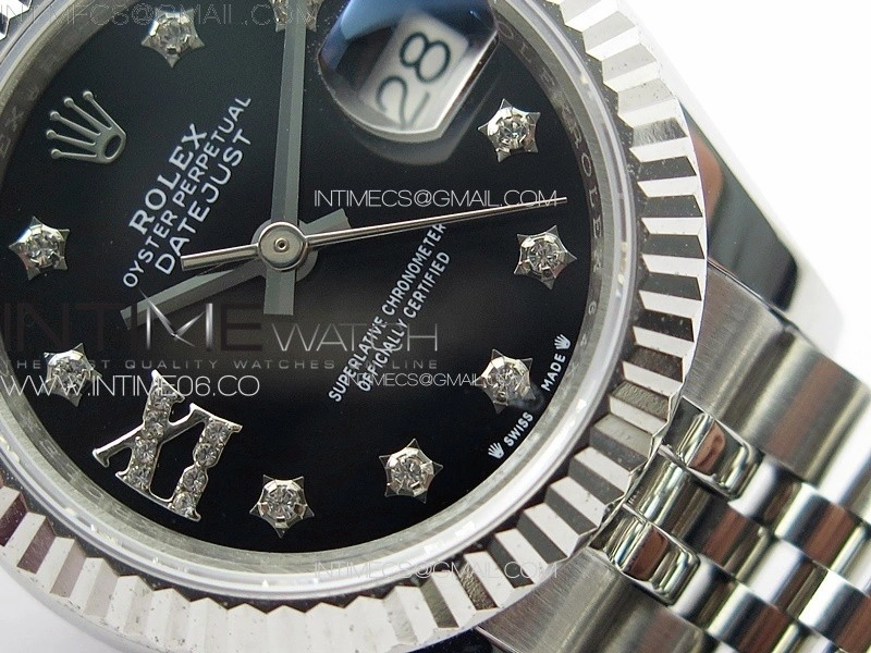 Datejust 28mm 279179 SS APSF Best Edition Black Dial Stars Crystals Markers on SS Jubilee Bracelet NH05