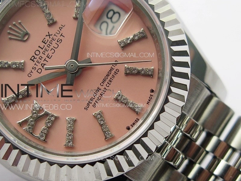 Datejust 28mm 279179 SS APSF Best Edition Pink Dial Sticks Crystals Markers on SS Jubilee Bracelet NH05