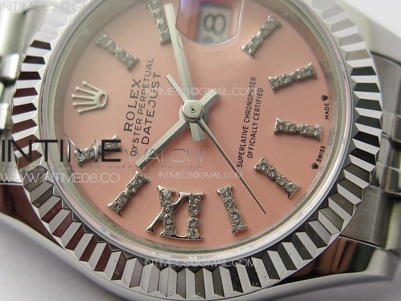 Datejust 28mm 279179 SS APSF Best Edition Pink Dial Sticks Crystals Markers on SS Jubilee Bracelet NH05