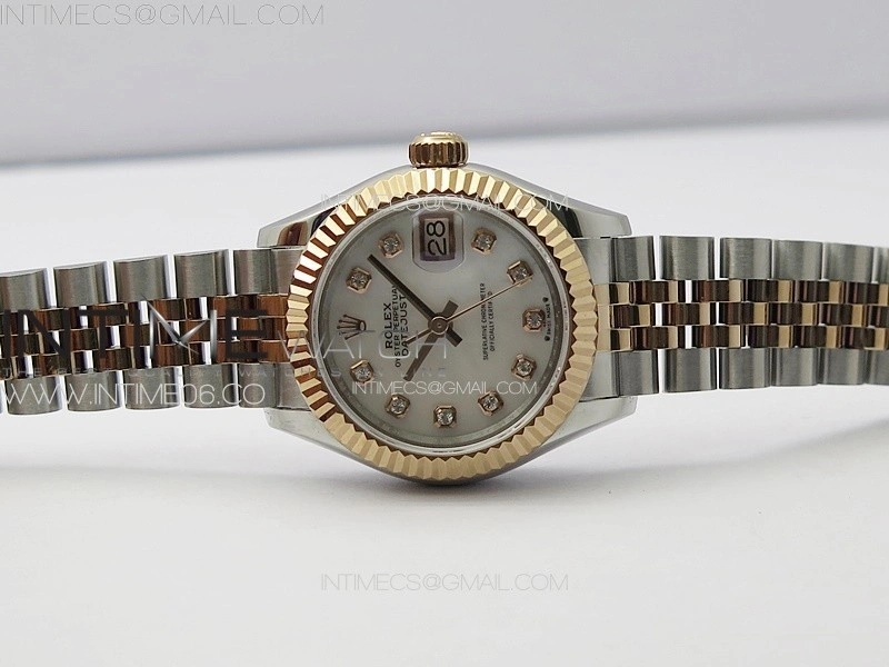 Datejust 28mm 279179 SS RG APSF Best Edition White MOP Dial Crystals Markers on SS RG Jubilee Bracelet NH05