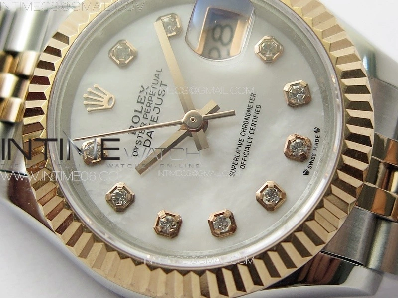 Datejust 28mm 279179 SS RG APSF Best Edition White MOP Dial Crystals Markers on SS RG Jubilee Bracelet NH05