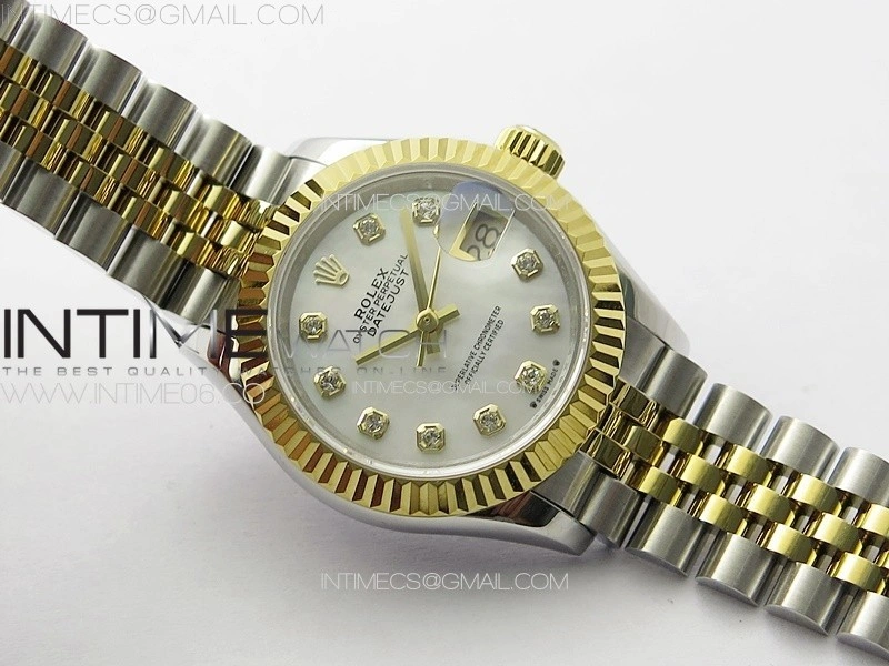 Datejust 28mm 279179 SS YG APSF Best Edition White MOP Dial Crystals Markers on SS YG Jubilee Bracelet NH05