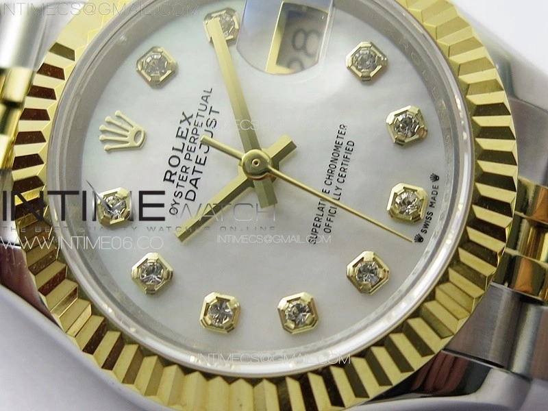 Datejust 28mm 279179 SS YG APSF Best Edition White MOP Dial Crystals Markers on SS YG Jubilee Bracelet NH05