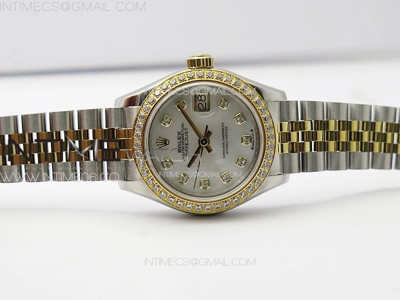 Datejust 28mm 279179 SS YG APSF Best Edition White MOP Dial Crystals Markers on SS YG Jubilee Bracelet NH05