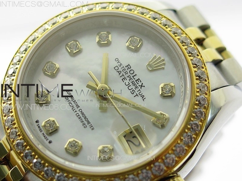 Datejust 28mm 279179 SS YG APSF Best Edition White MOP Dial Crystals Markers on SS YG Jubilee Bracelet NH05