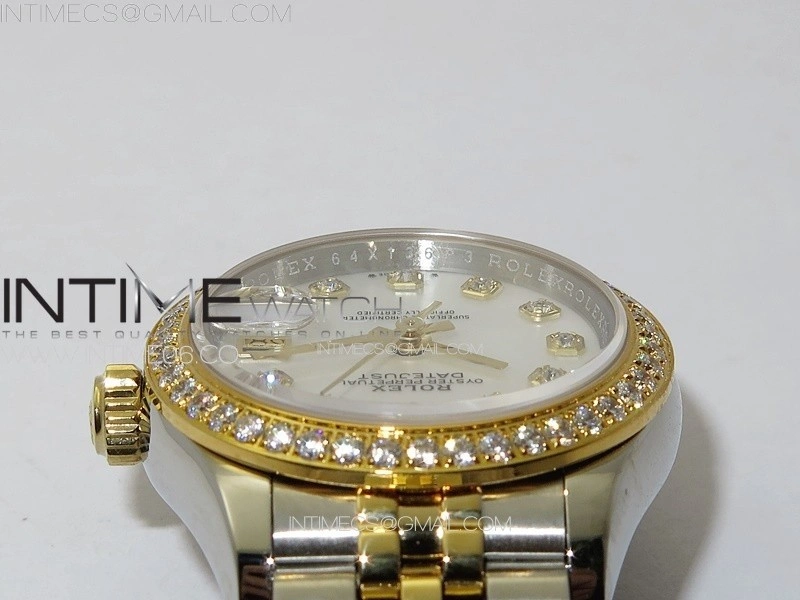 Datejust 28mm 279179 SS YG APSF Best Edition White MOP Dial Crystals Markers on SS YG Jubilee Bracelet NH05