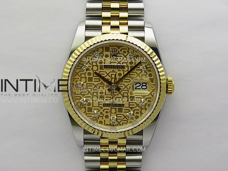 DateJust 126233 36mm 904L SS YG AR+F 1:1 Best Edition Gold Jubilee Dial Diamond Marker On Jubilee Bracelet DD3235