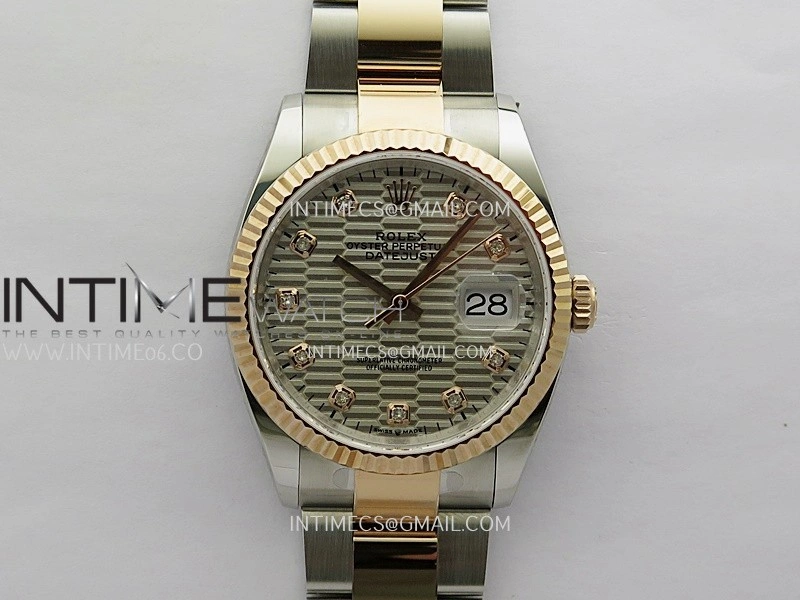 DateJust 126233 36mm 904L SS RG AR+F 1:1 Best Edition Silver Fluted Dial Diamond Marker On Oyster Bracelet DD3235