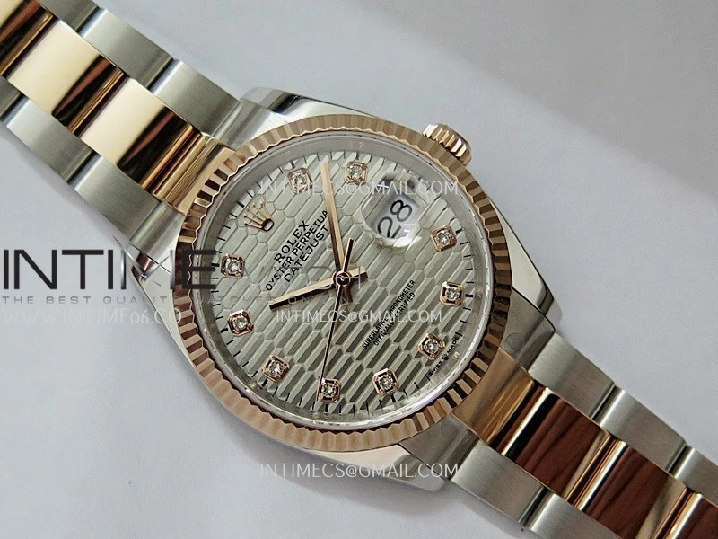 DateJust 126233 36mm 904L SS RG AR+F 1:1 Best Edition Silver Fluted Dial Diamond Marker On Oyster Bracelet DD3235