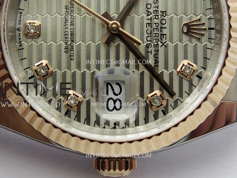 DateJust 126233 36mm 904L SS RG AR+F 1:1 Best Edition Silver Fluted Dial Diamond Marker On Oyster Bracelet DD3235