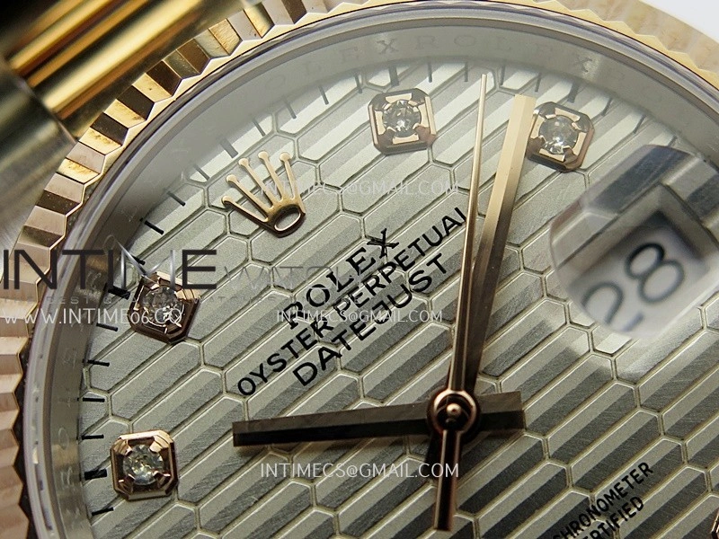 DateJust 126233 36mm 904L SS RG AR+F 1:1 Best Edition Silver Fluted Dial Diamond Marker On Oyster Bracelet DD3235