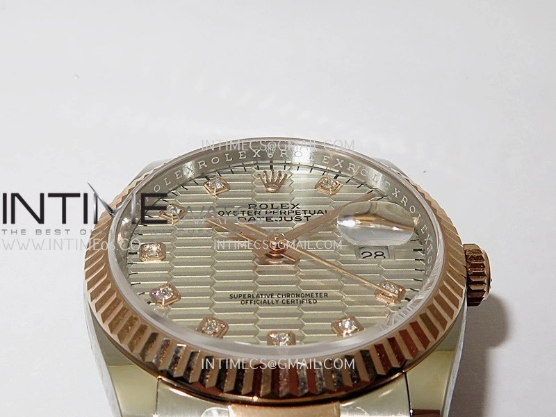 DateJust 126233 36mm 904L SS RG AR+F 1:1 Best Edition Silver Fluted Dial Diamond Marker On Oyster Bracelet DD3235