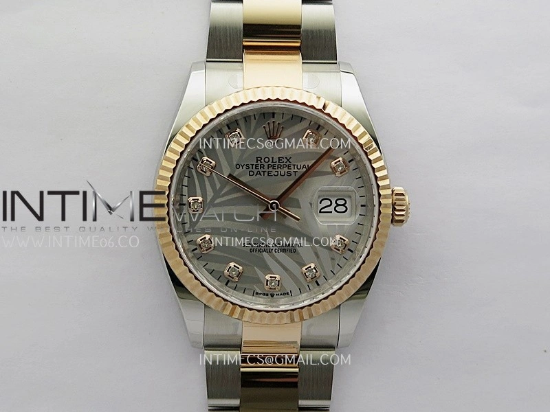 DateJust 126233 36mm 904L SS RG AR+F 1:1 Best Edition Silver Leaves Dial Diamond Marker On Oyster Bracelet DD3235