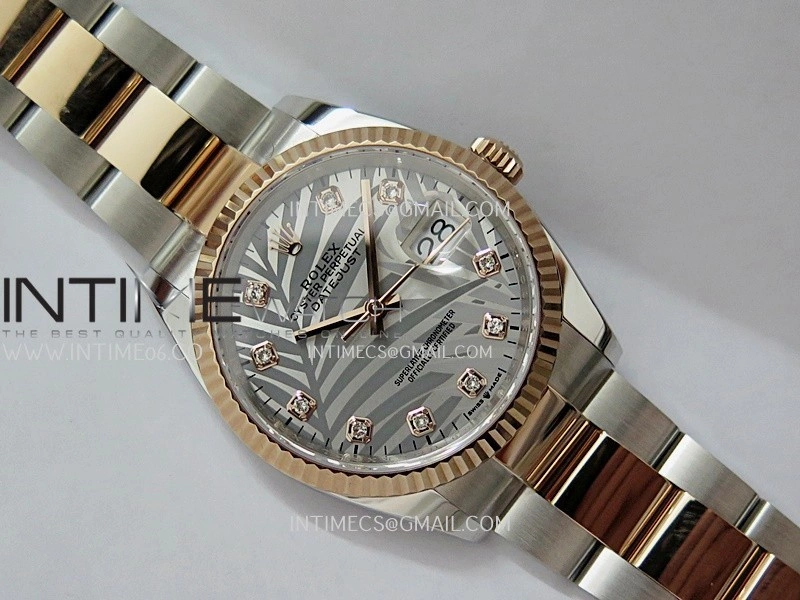 DateJust 126233 36mm 904L SS RG AR+F 1:1 Best Edition Silver Leaves Dial Diamond Marker On Oyster Bracelet DD3235